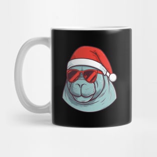 manatee in a Christmas hat Mug